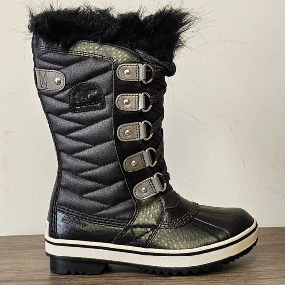 Sorel Youth Waterproof Tofino II Tall Boots Girls Size 1 Black/ Quarry NWT - Picture 5 of 10